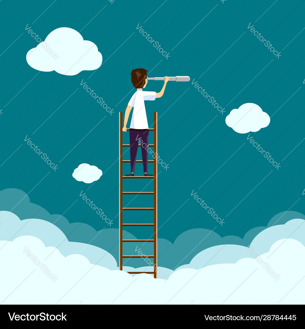 Businessman standing on a ladder Businessman standing on a ladder vector image
