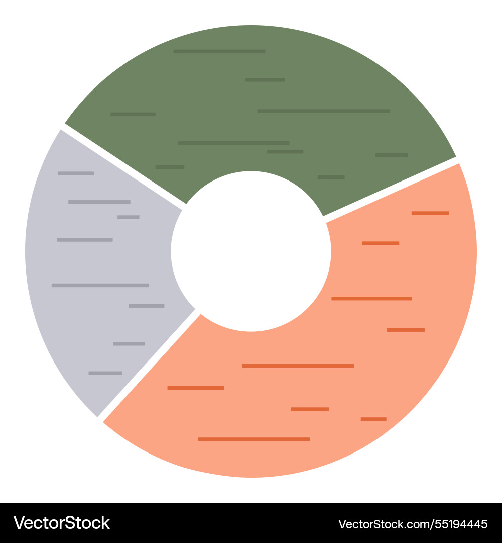 Circular segmented chart divided into three Circular segmented chart divided into three vector image