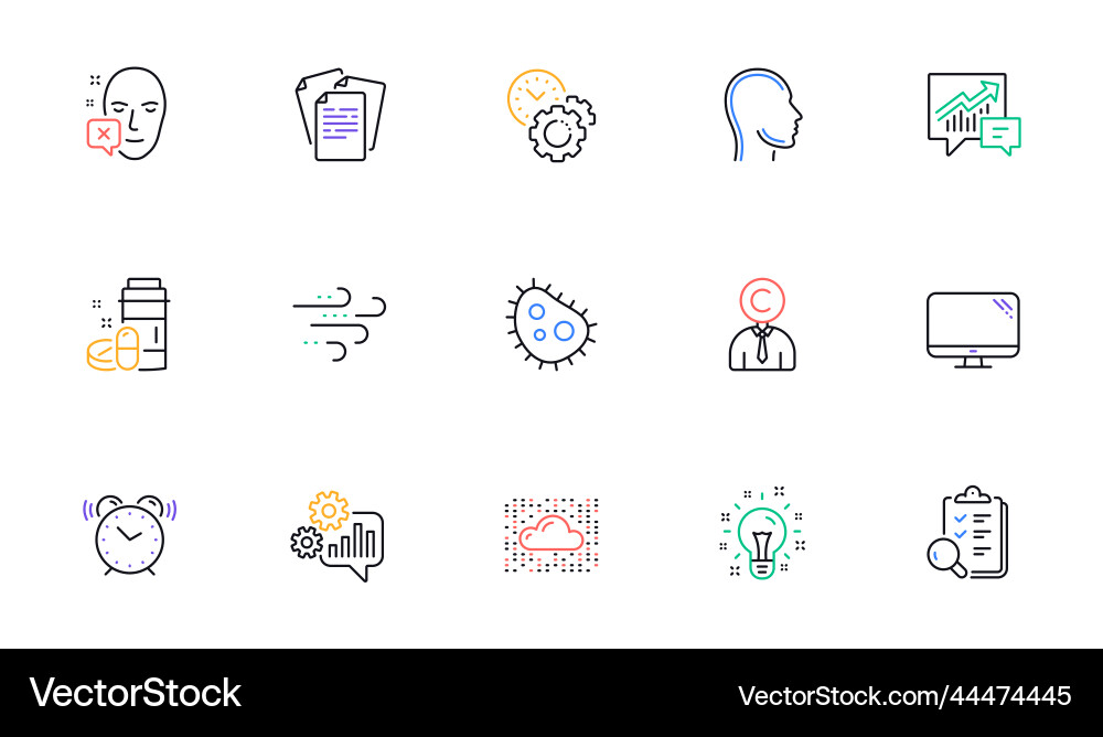 Copyrighter computer and documents line icons Copyrighter computer and documents line icons vector image