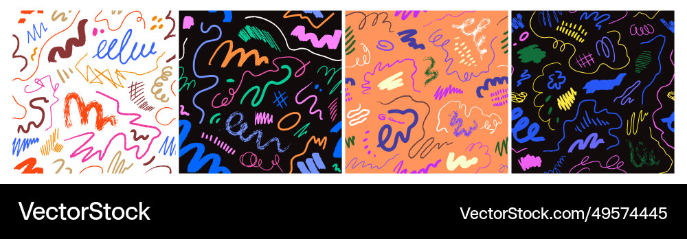 Doodle scribble patterns set abstract seamless Doodle scribble patterns set abstract seamless Vector Image
