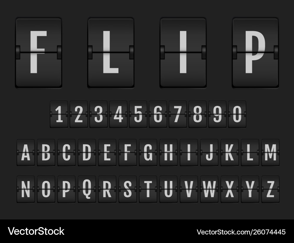 Flip digital calendar clock numbers and letters Vector Image