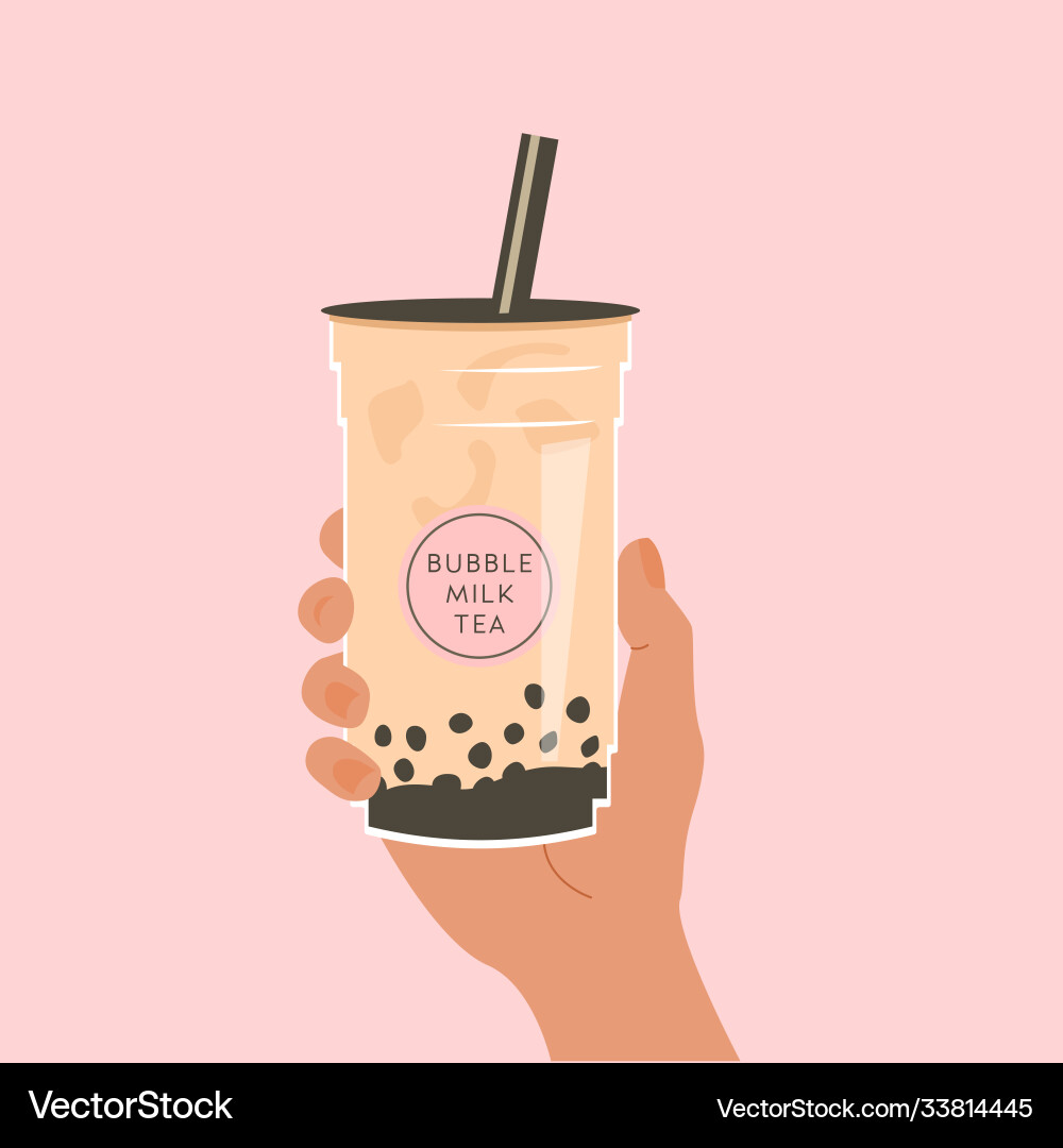 Hand holding a cup famous taiwanese bubble tea vector image