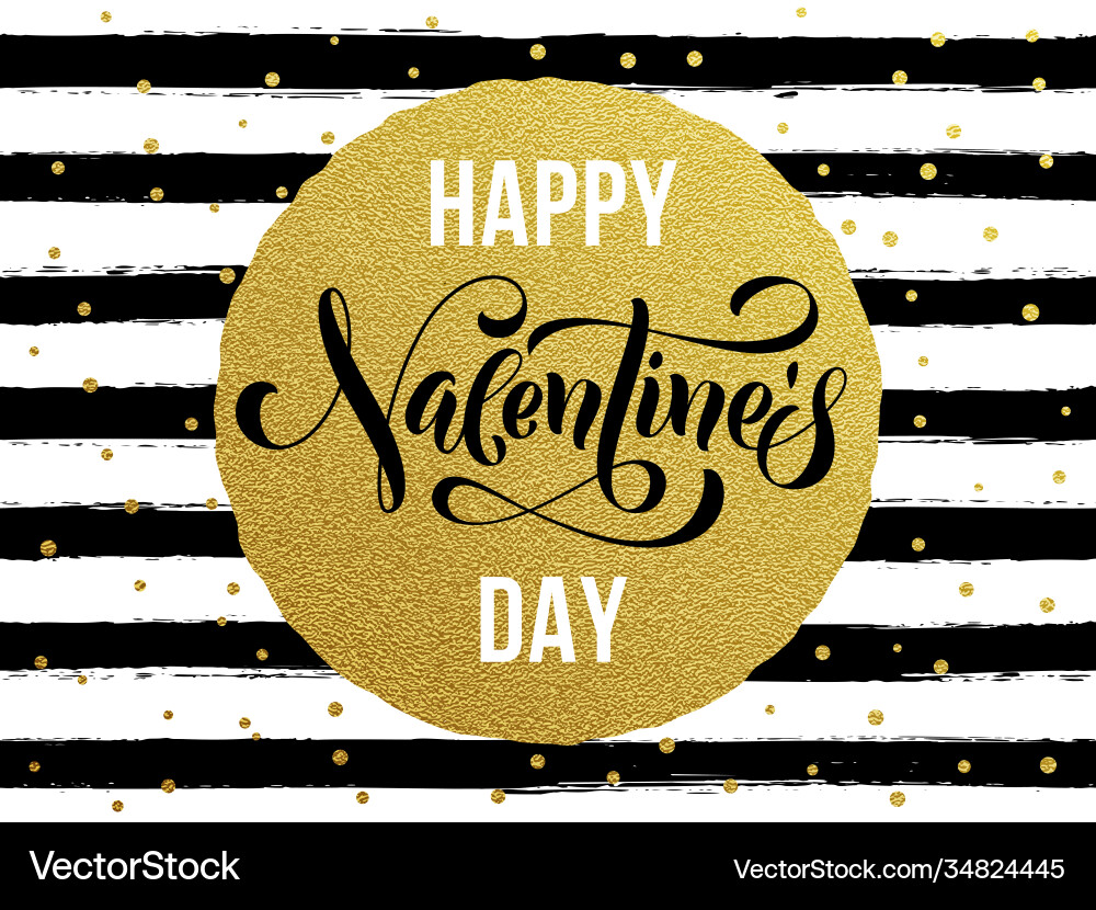 Happy Valentinstag golden Glitzer Grußkarte Happy Valentinstag golden Glitzer Grußkarte vektorbild
