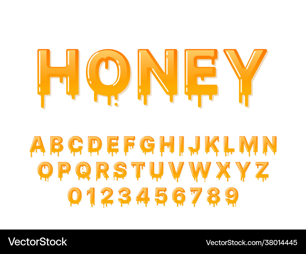 Honey font flowing syrup capital letters Honey font flowing syrup capital letters vector image