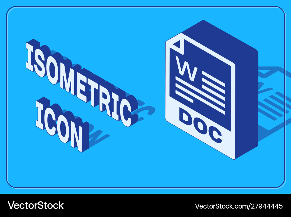 Isometric doc file document download button Isometric doc file document download button vector image
