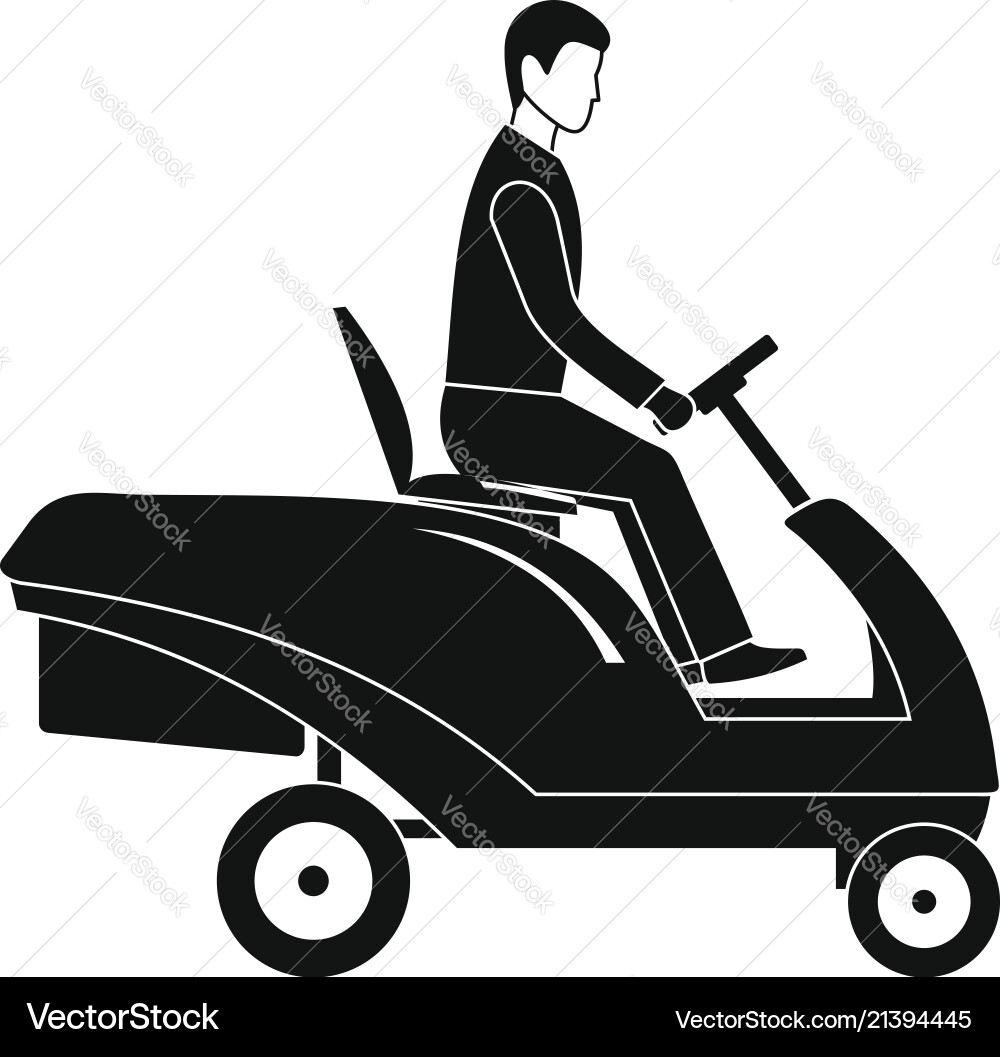 Man at grass machine icon simple style Man at grass machine icon simple style Vector Image