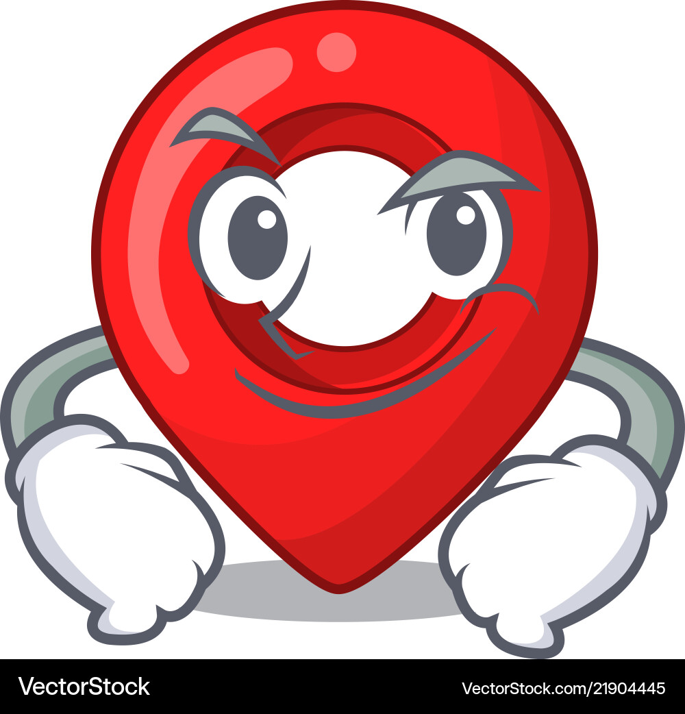 Smirking navigation pin location map character Smirking navigation pin location map character vector image