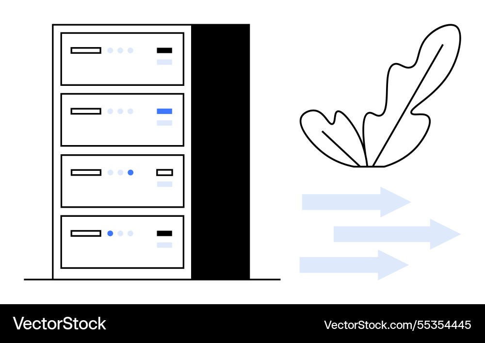 Sustainable data center with efficient energy use Vector Image