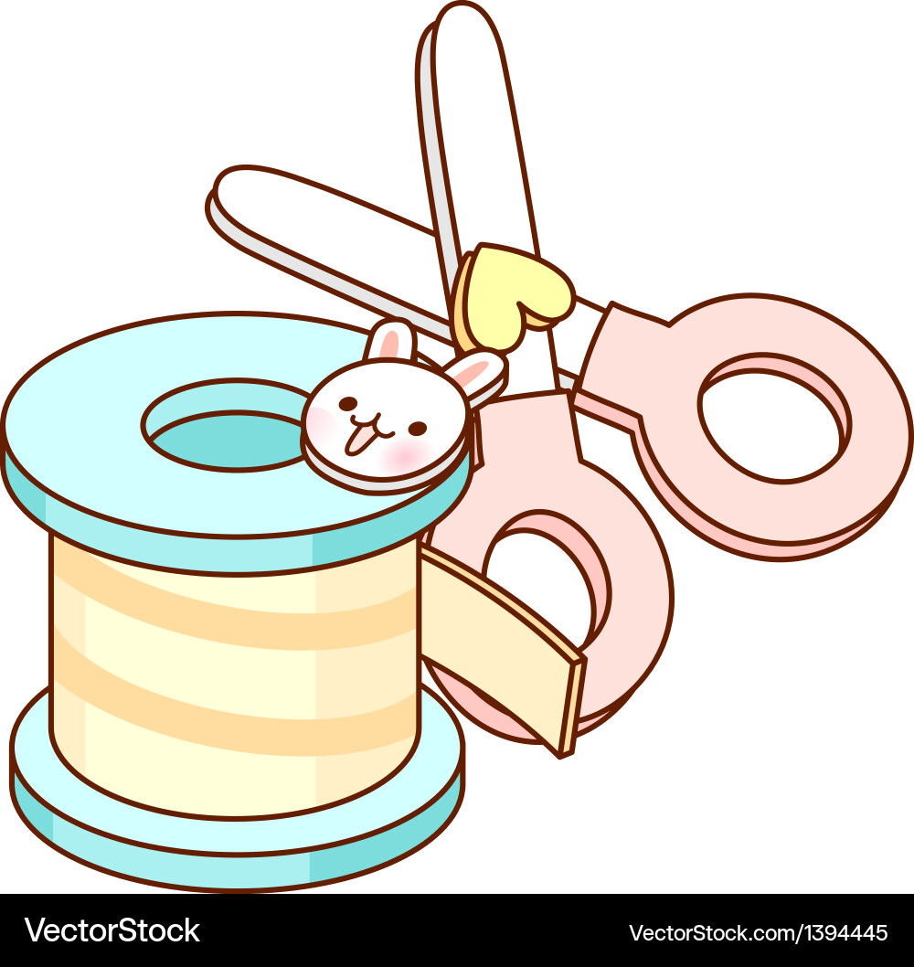 Thread and Scissors - A Charming Scene vector image