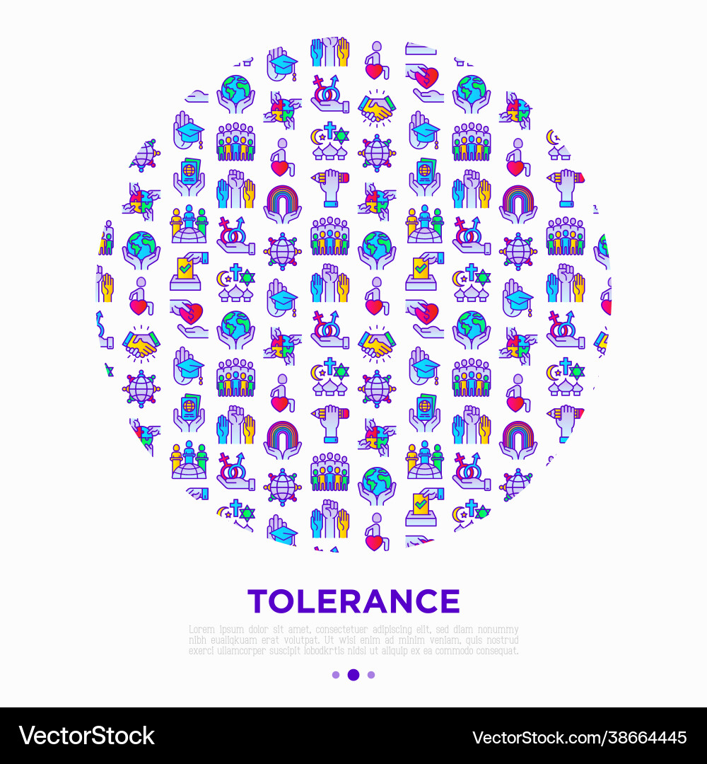 Tolerance concept in circle with thin line icons Vector Image