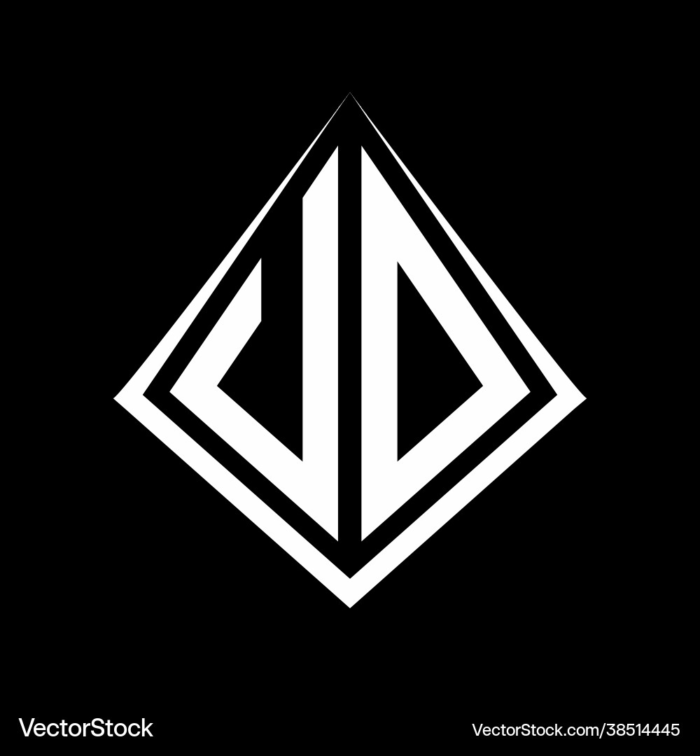 Uo logo letters monogram with prisma shape design vector image
