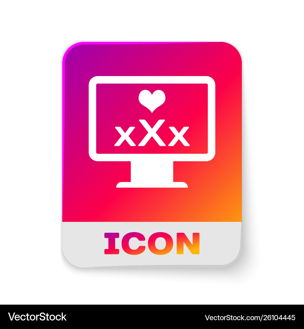 White computer monitor with 18 plus content heart White computer monitor with 18 plus content heart vector image