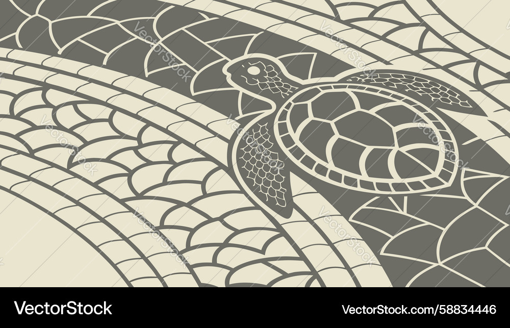 Abstract sea turtle with wavy patterns design Vector Image