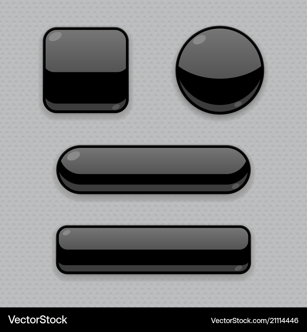 Black buttons 3d web icons on gray background vector image