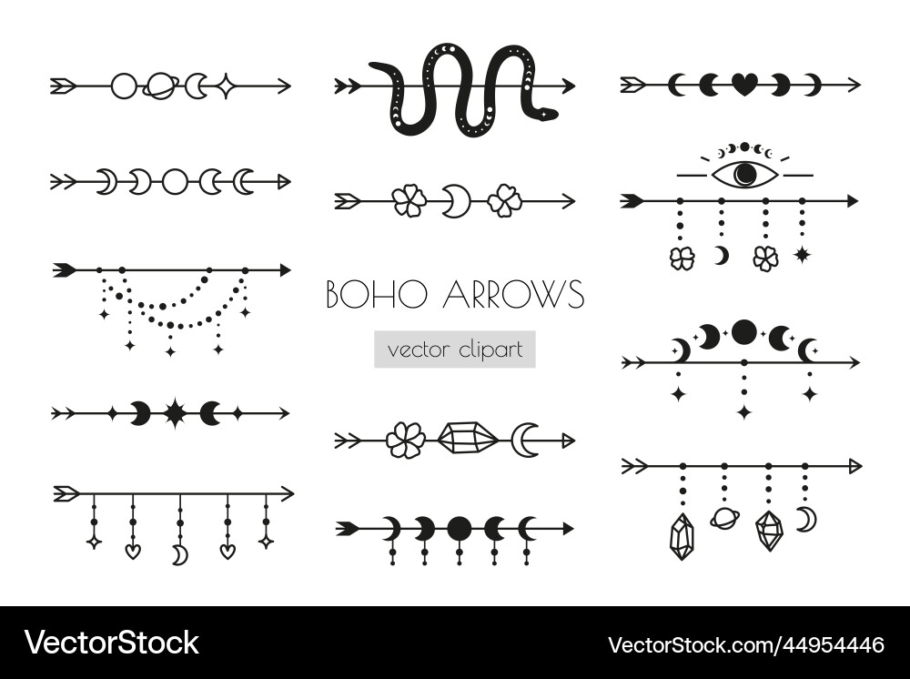 Boho Arrows & Celestial Elements Vector Image
