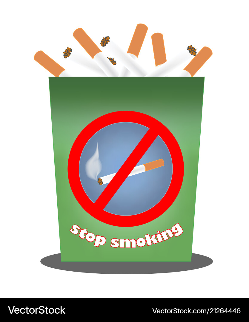 Cigarettes in a garbage can Vector Image