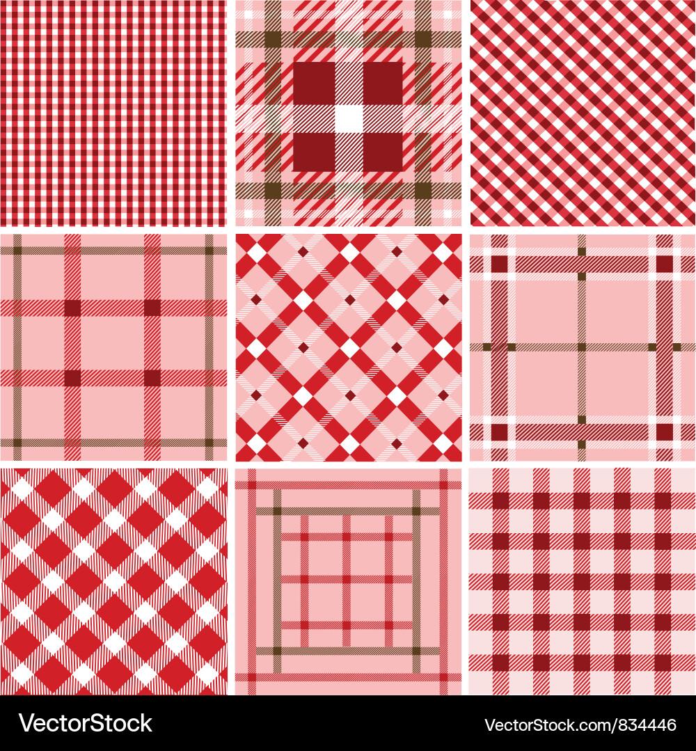 Classic Red and White Plaid Patterns Vector Image