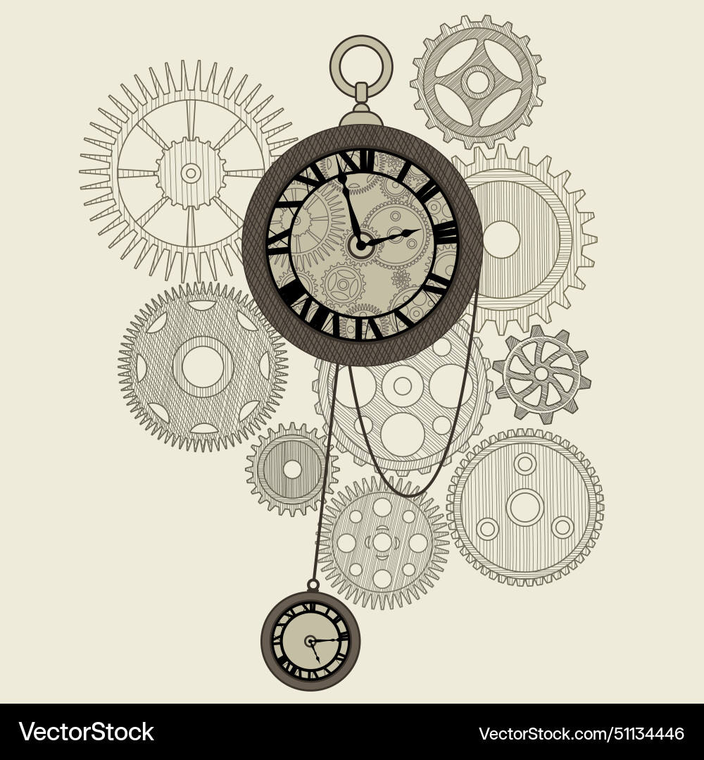 Clock gear clockwork mechanism vintage watch vector image