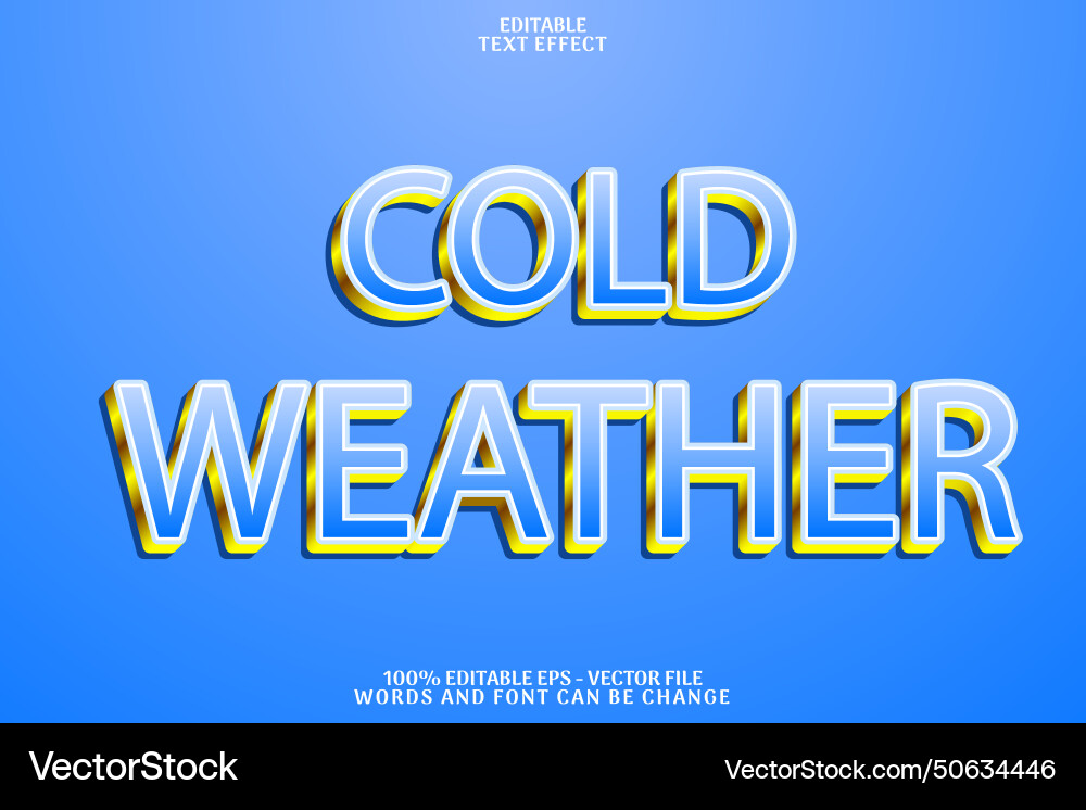 Cold weather editable text effect flat gradient Vector Image