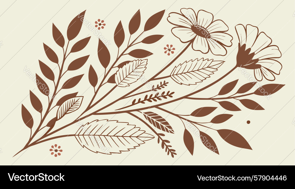 Decorative botanical branch design generative ai Vector Image