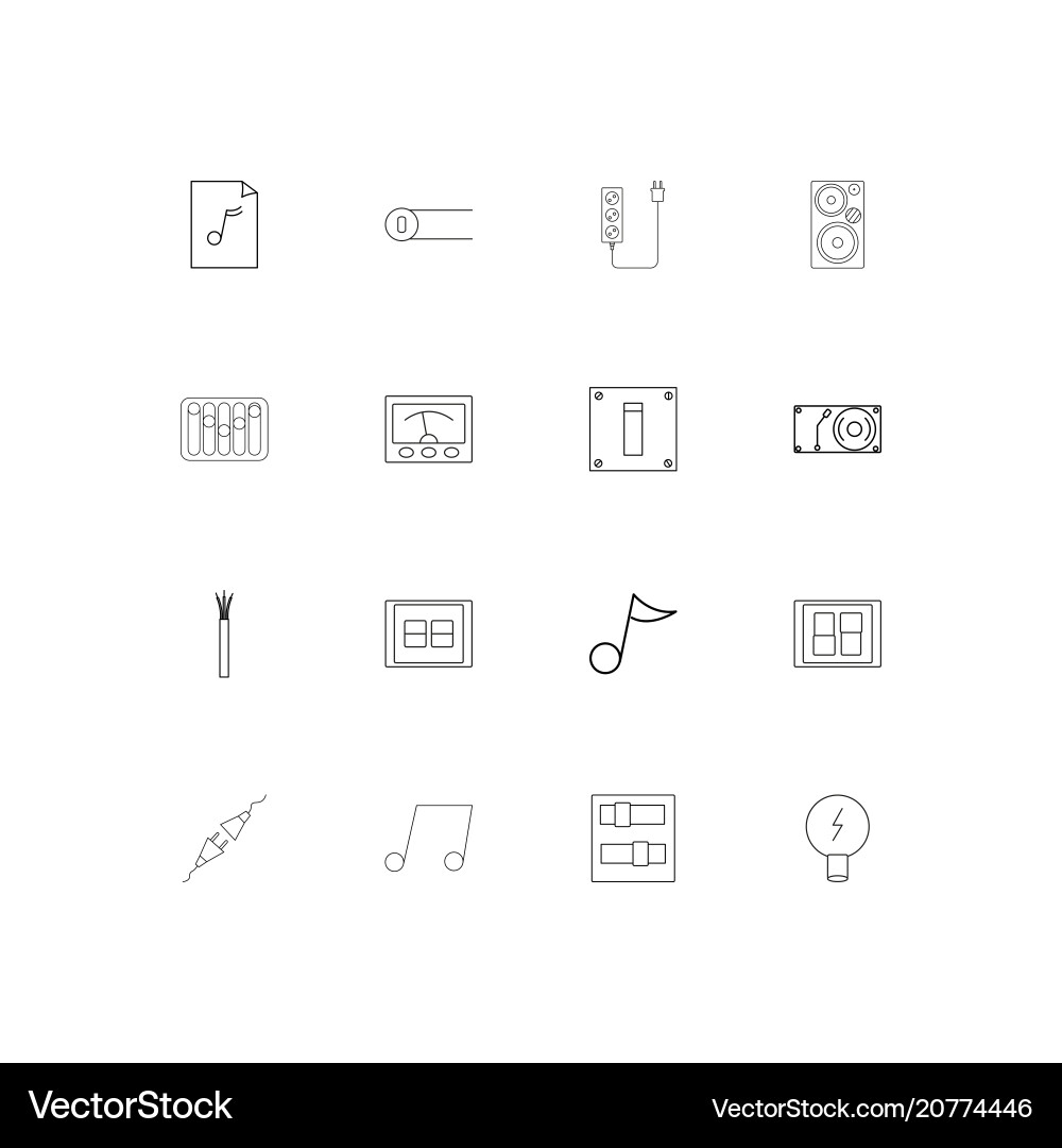 Electrical linear thin icons set outlined simple vector image