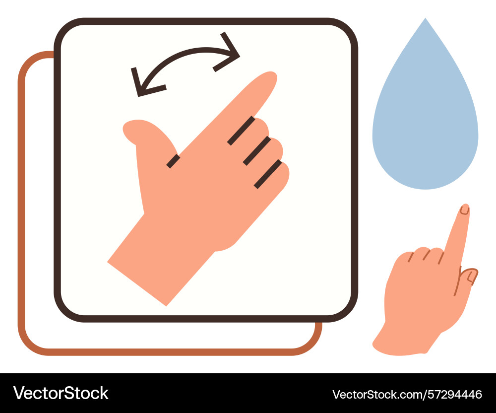 Hand gestures for swiping and tapping actions Hand gestures for swiping and tapping actions Vector Image