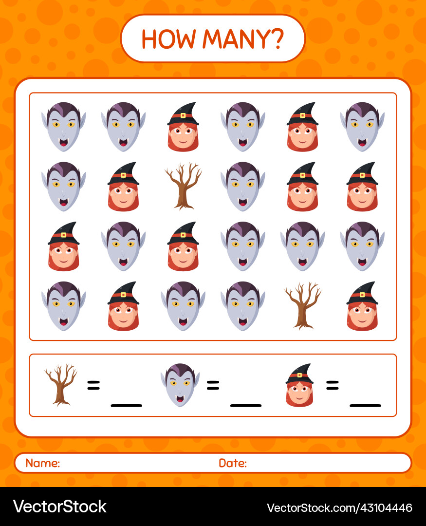 How many counting game with halloween icon How many counting game with halloween icon Vector Image