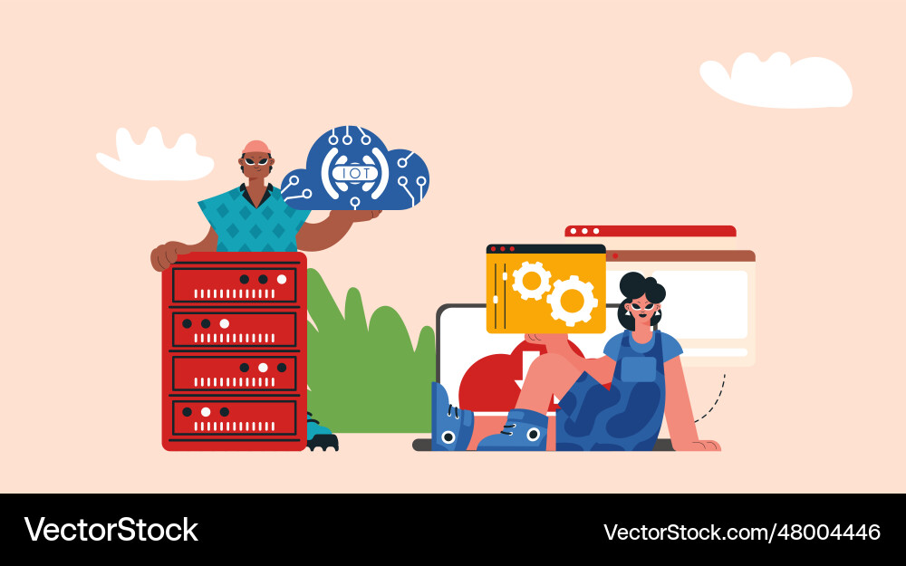 Representation of the iot modify and back bunch vector image