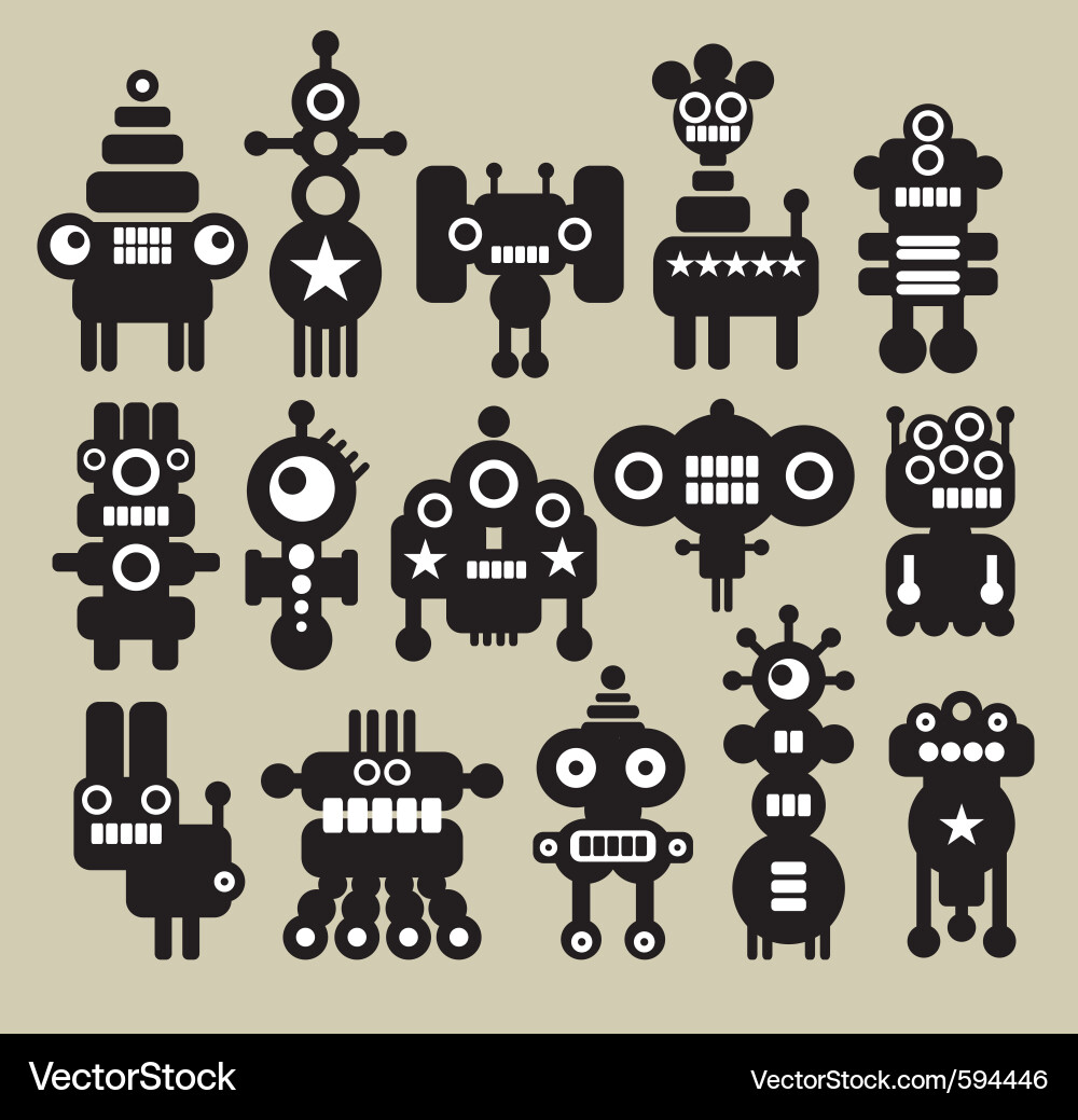 Robot characters vector image