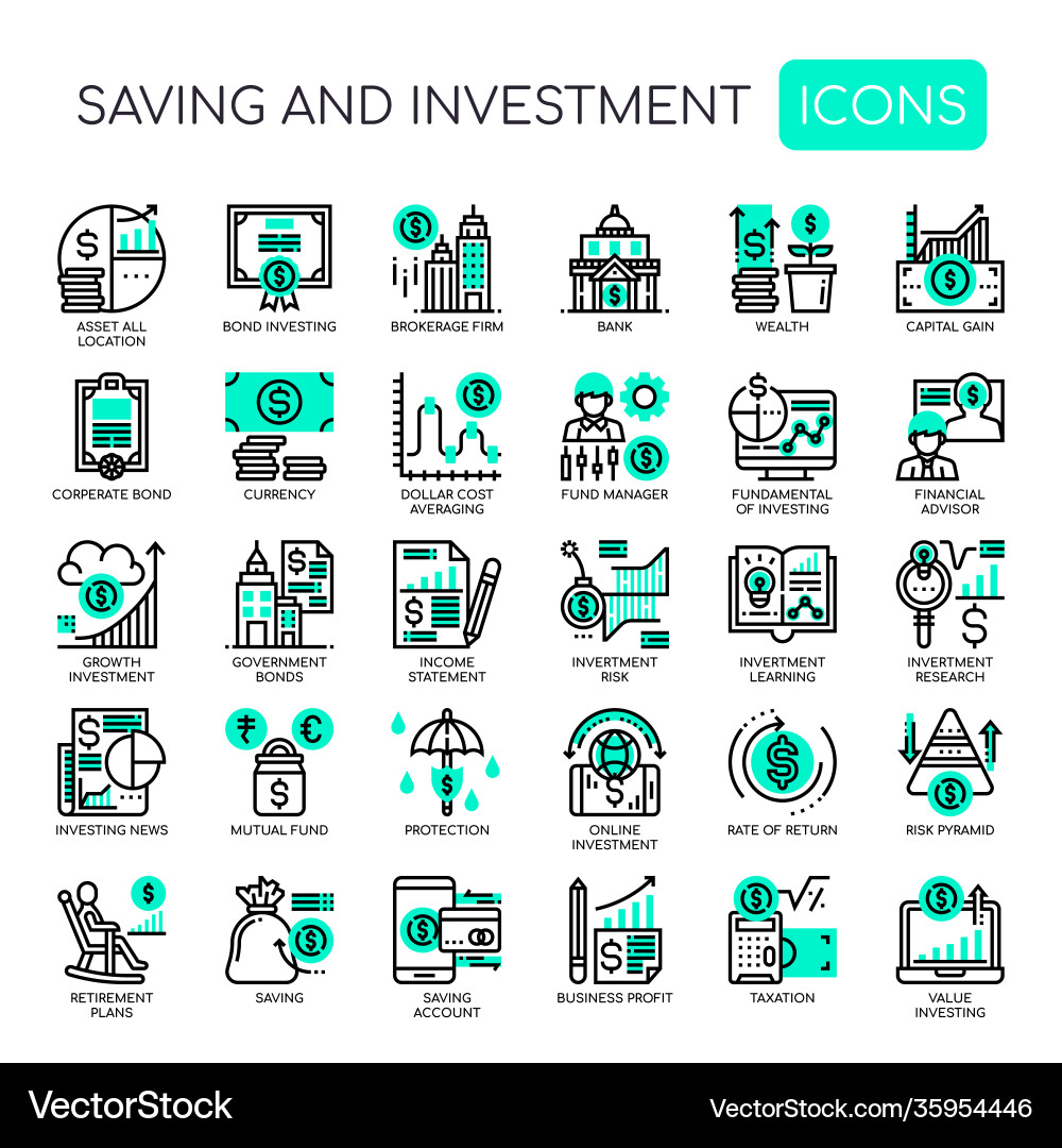 Saving and investment thin line pixel Vector Image