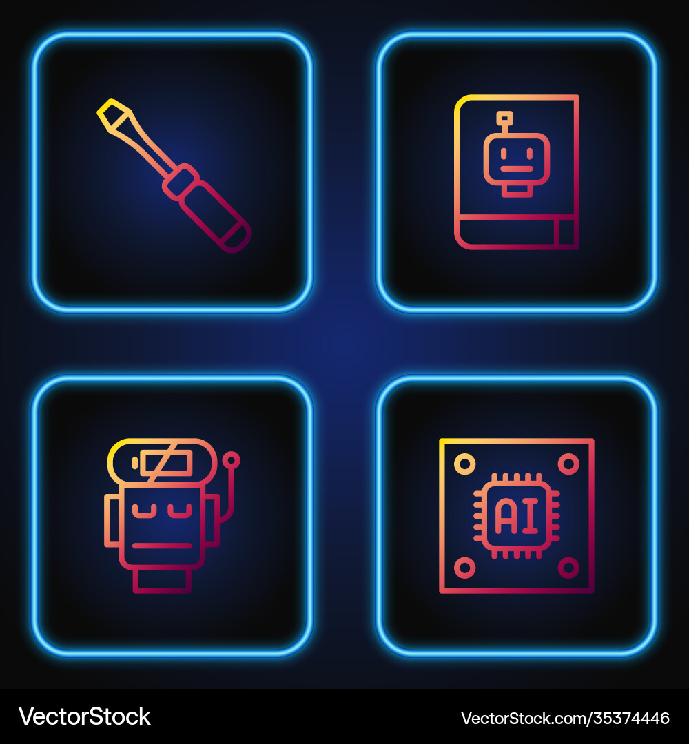 Set line processor with microcircuits cpu robot Set line processor with microcircuits cpu robot Vector Image