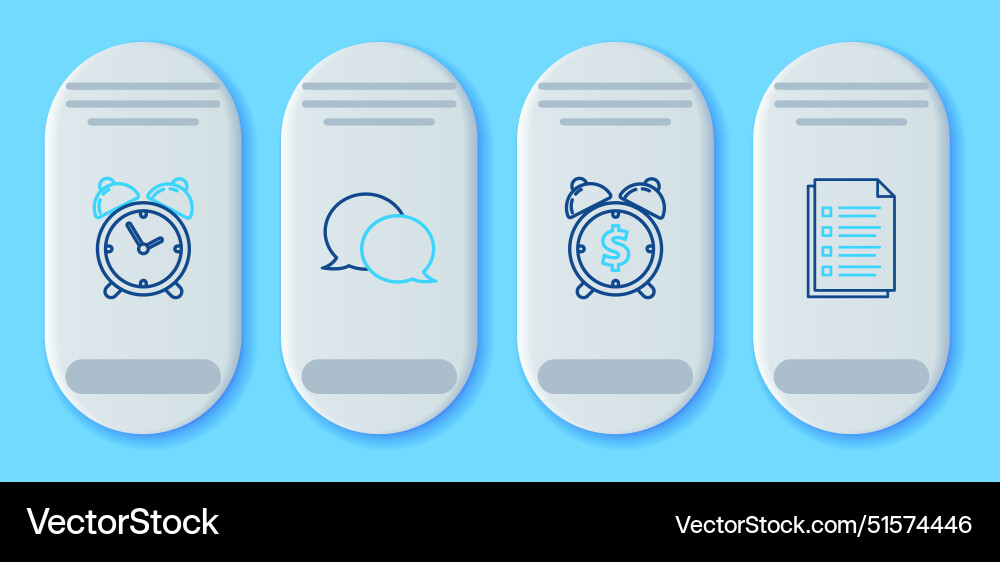 Set line speech bubble chat alarm clock Set line speech bubble chat alarm clock vector image