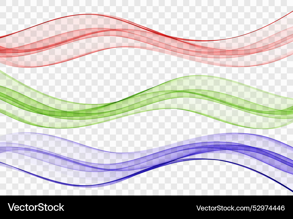 Set of abstract color smoke waves transparent blue Set of abstract color smoke waves transparent blue Vector Image