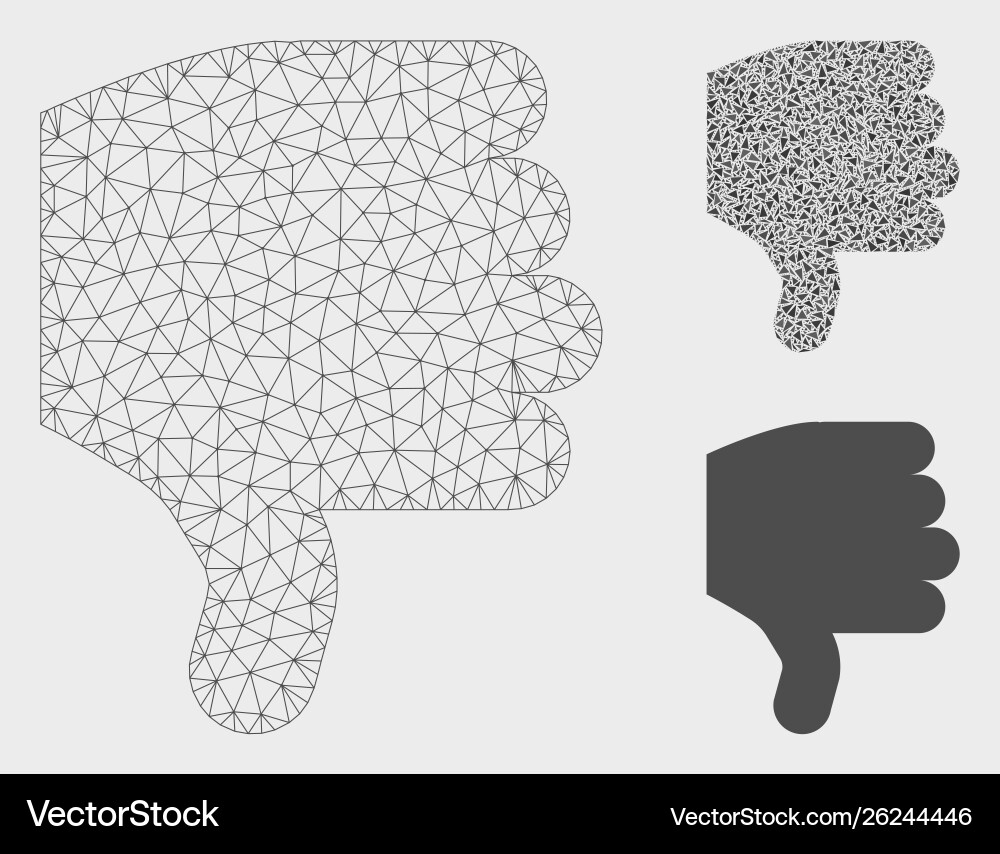 Thumb down mesh network model and triangle Thumb down mesh network model and triangle vector image