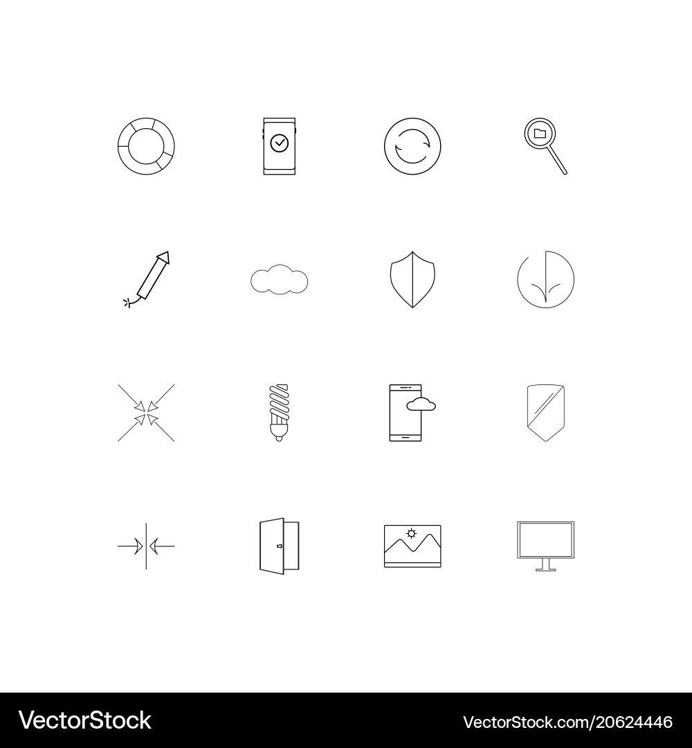 Web and text simple linear icons set outlined vector image