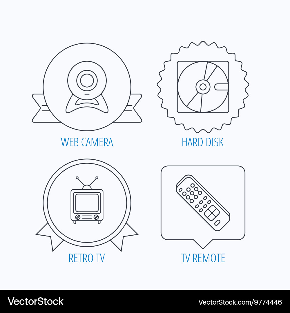 Web camera retro tv and hard disk icons Vector Image