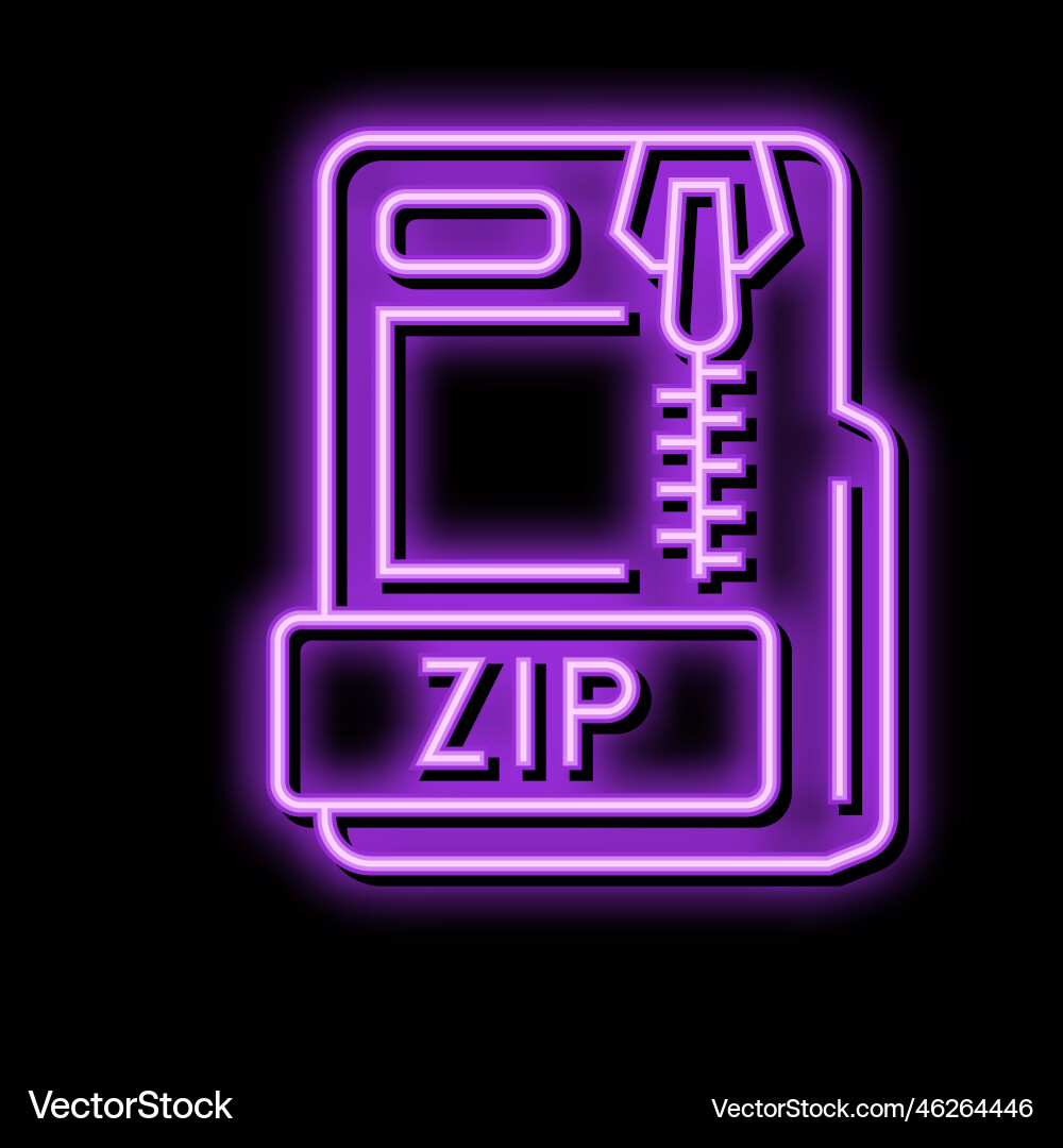 Zip file format document neon glow icon Zip file format document neon glow icon vector image