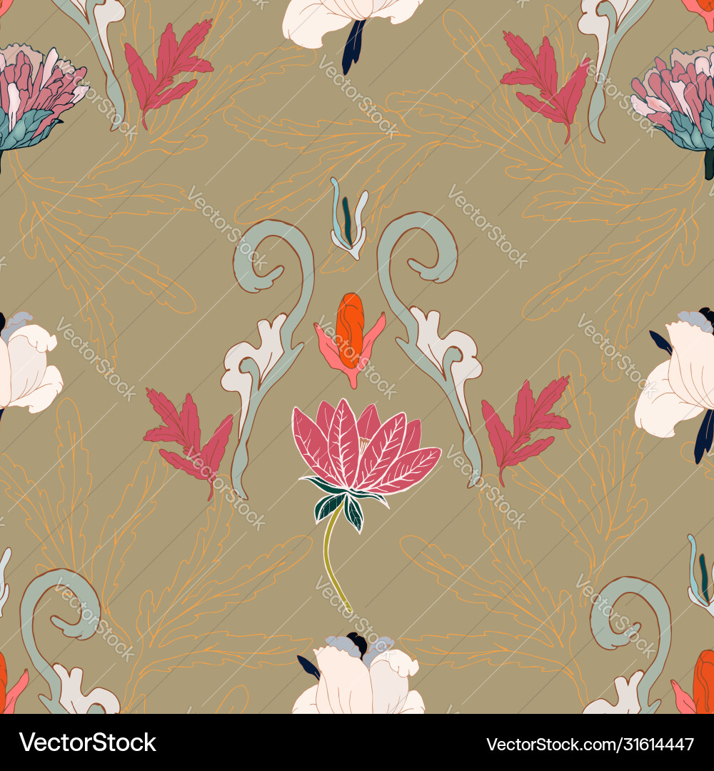 Abstract hand drawn ink delicate flowers folded Abstract hand drawn ink delicate flowers folded vector image