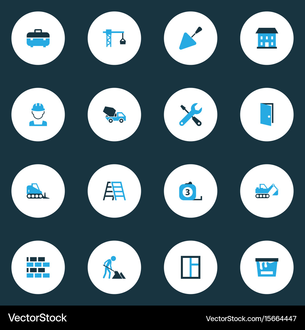 Building colorful icons set collection vector image
