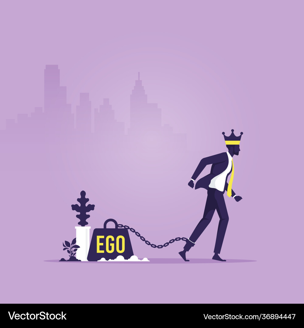 Concept ego confident business man with crown Vector Image