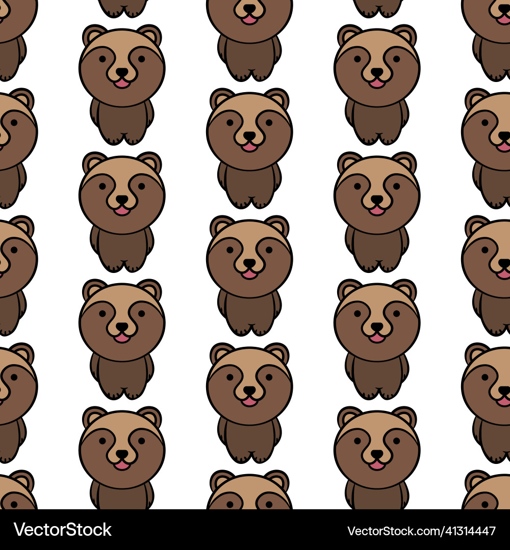 Cute brown bear pattern cartoon animal background Cute brown bear pattern cartoon animal background vector image