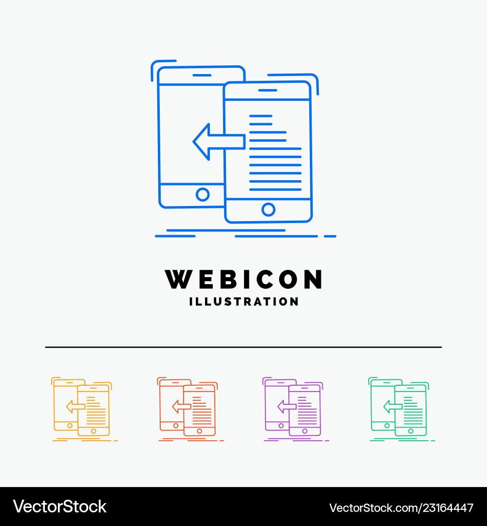 Data transfer mobile management move 5 color line Data transfer mobile management move 5 color line vector image