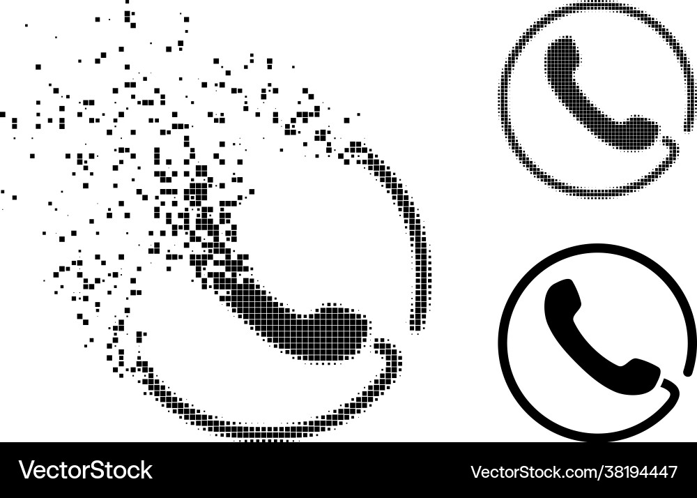 Disintegrating and halftone pixel phone icon Disintegrating and halftone pixel phone icon vector image