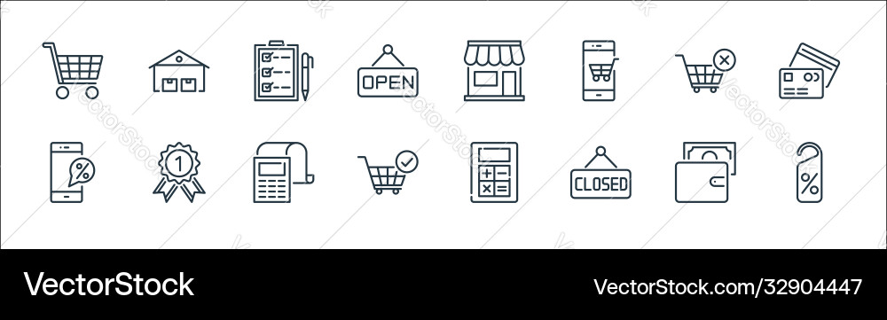Ecommerce line icons linear set quality vector image