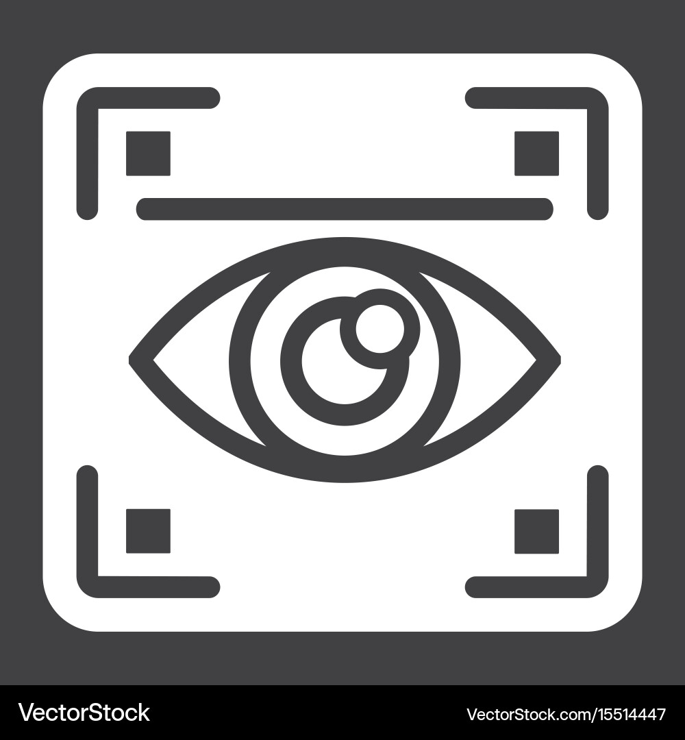 Eye scan solid icon security and iris scanner vector image
