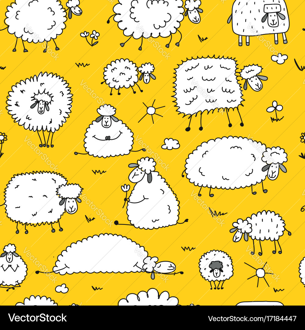 Flock of sheeps seamless pattern for your design vector image