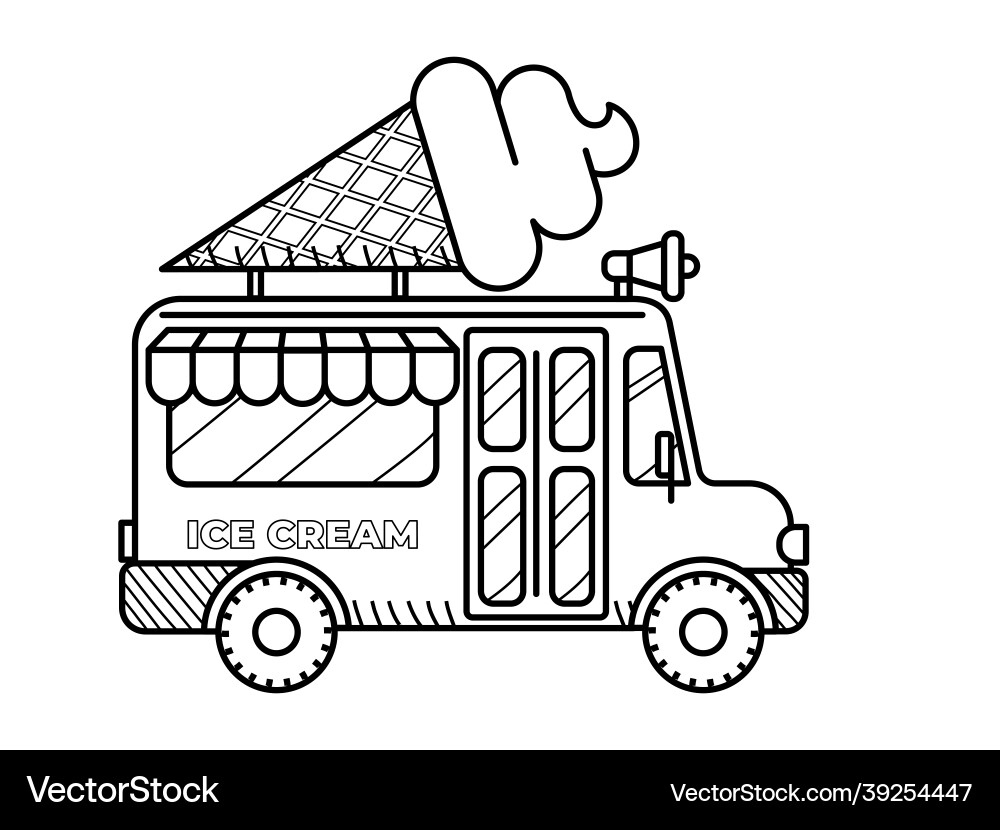 Ice cream van coloring page for kids Ice cream van coloring page for kids vector image