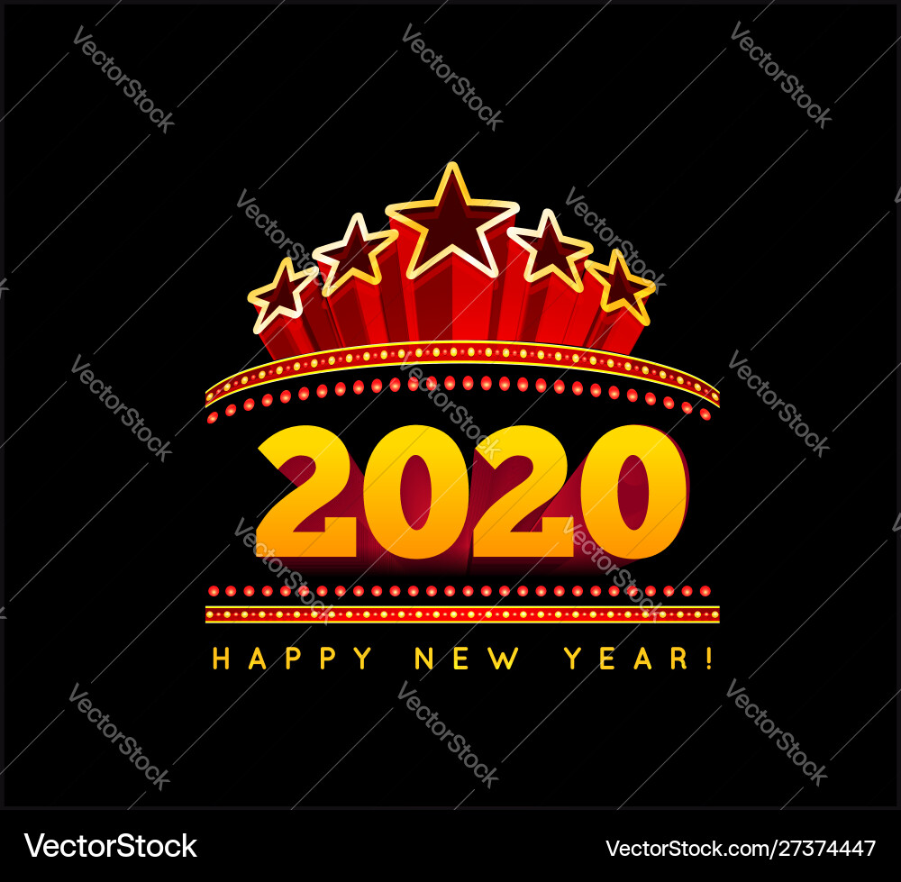 New year marquee 2020 on black New year marquee 2020 on black vector image