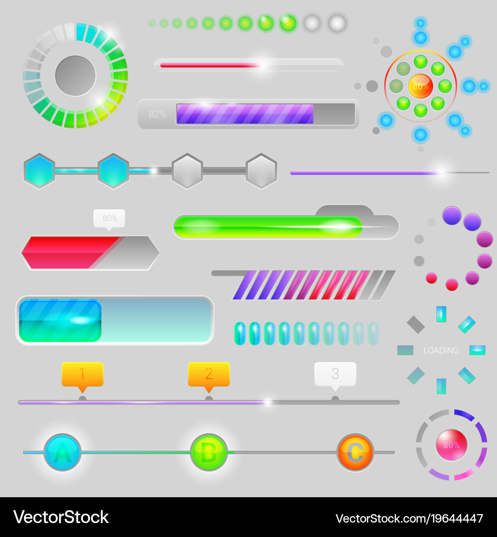 Progress Bar Set - Loading & Download vector image