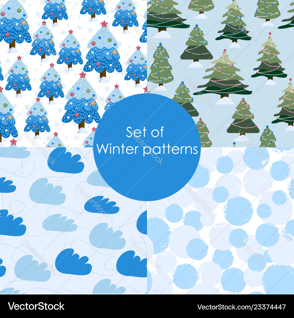 Set of winter patterns seamless christmas pattern Vector Image